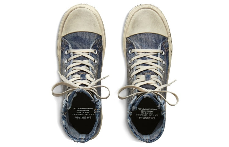 Balenciaga Paris High Top Blue Destroyed Denim