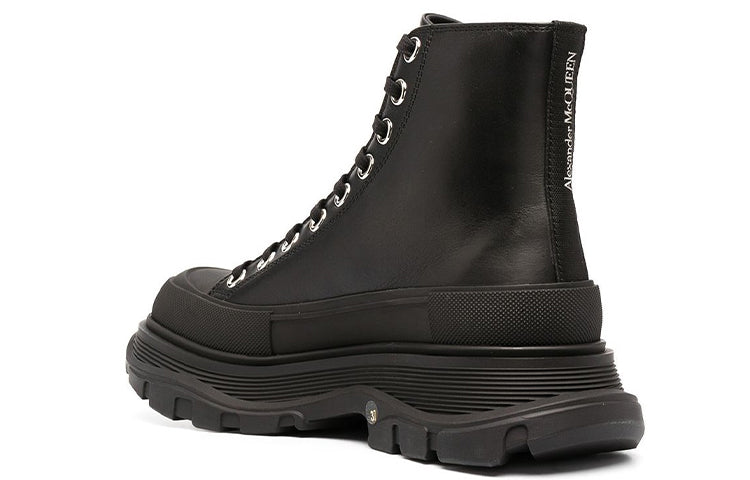 Alexander McQueen Tread Slick Boot Leather Black Black (Women's)