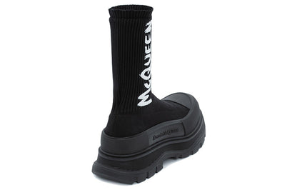 Alexander McQueen Graffiti Knit Tread Slick Boot Black