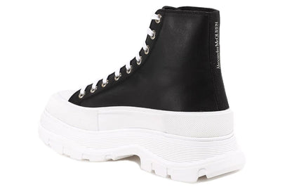 Alexander McQueen Tread Slick High-Top Leather Sneaker Black White