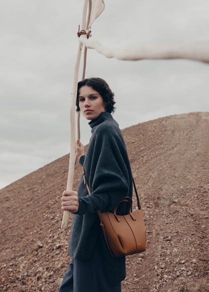 Polene Cyme Tote Nano Textured Camel