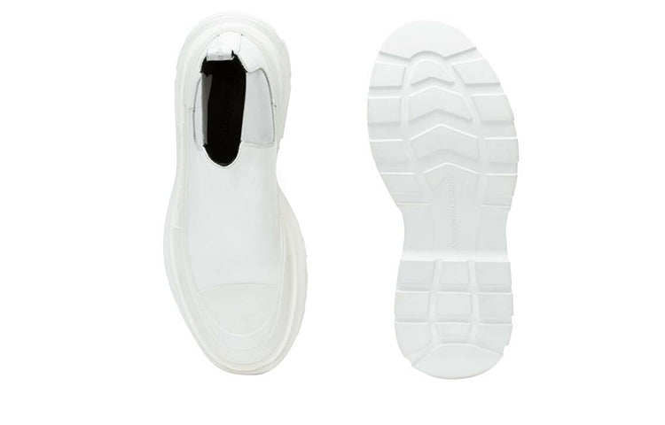 Alexander McQueen Tread Slick Chelsea Boot Leather Triple White