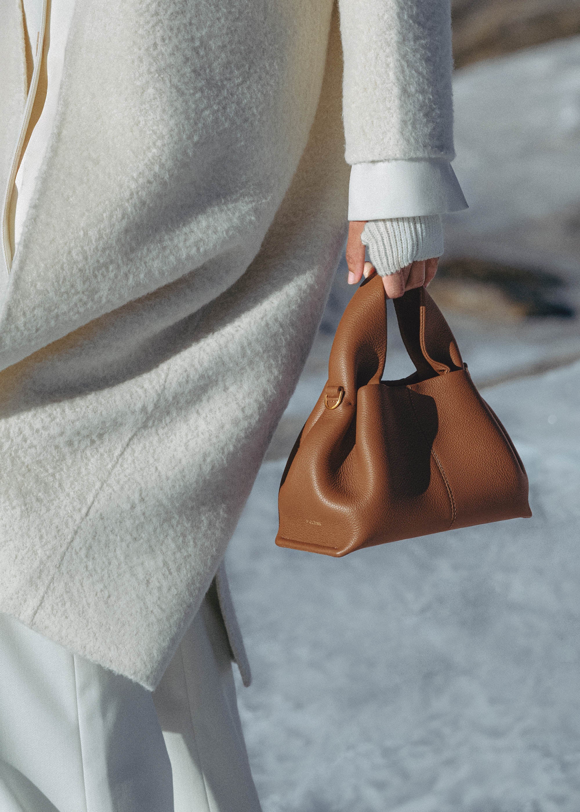 Polene Numero Neuf Mini Textured Camel