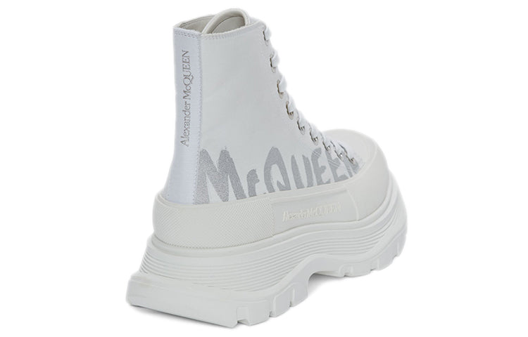 Alexander McQueen Tread Slick Boot Graffiti White Silver (Women's)