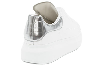 Alexander McQueen Oversized White Silver Croco (Women's)
