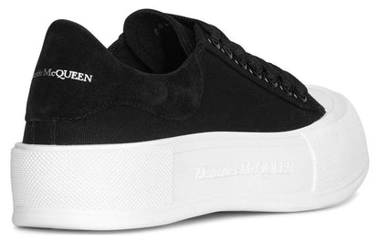 Alexander McQueen Deck Skate Plimsoll Lace-Up Black White (Women's)