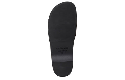 Balenciaga Logo Pool Clog Slide Black White (Women's)