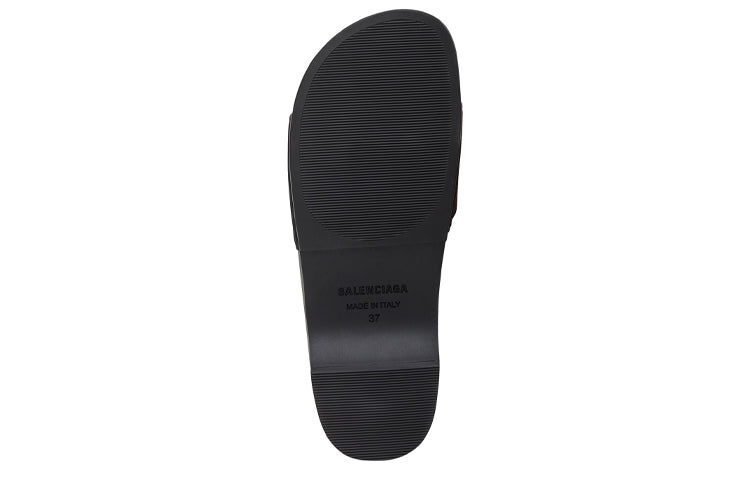 Balenciaga Logo Pool Clog Slide Black White (Women's)