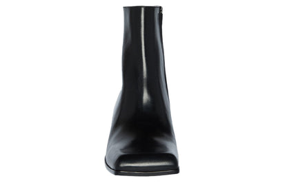 Balenciaga Square Toe Leather Ankle Boot Black
