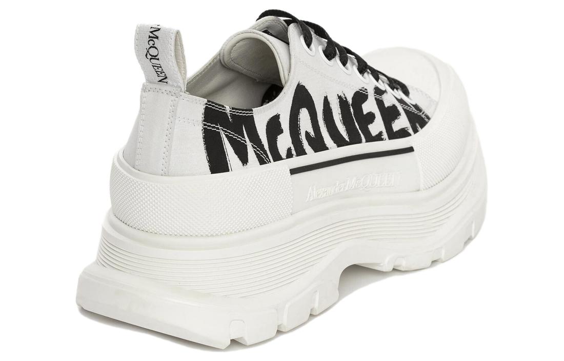 Alexander McQueen Tread Slick Low Lace Up Leather Graffiti White Black White