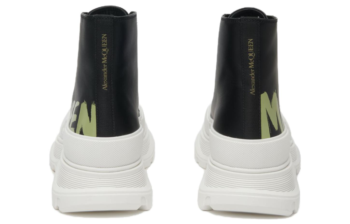 Alexander McQueen Tread Slick Boot Graffiti Black Khaki