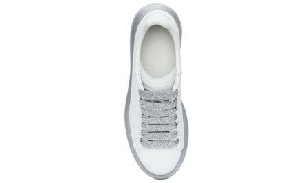 Alexander McQueen Oversized White Silver Glitter Sole (Women's)