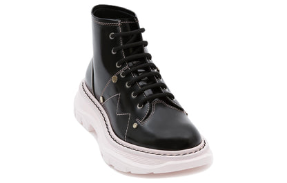 Alexander McQueen Tread Lace-Up Boot Black Pink (Women's)