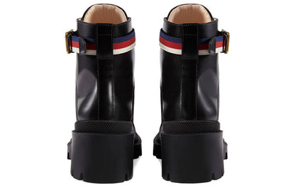 Gucci Sylvie Web 55mm Ankle Boot Black Leather