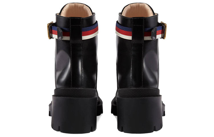 Gucci Sylvie Web 55mm Ankle Boot Black Leather