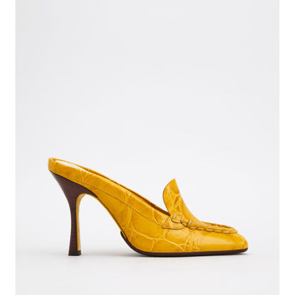Tods Spiga Mules In Leather Yellow Womens