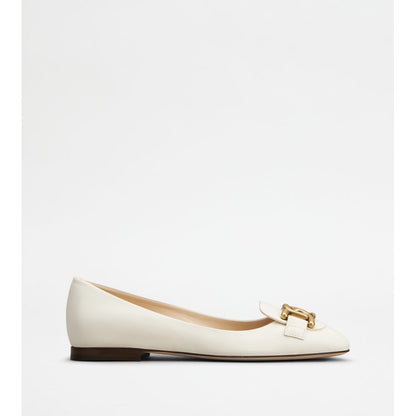 Tods Kate Ballerinas In Leather Off White Womens