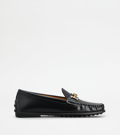 Tods City Gommino Driving Shoes In Leather Black Womens