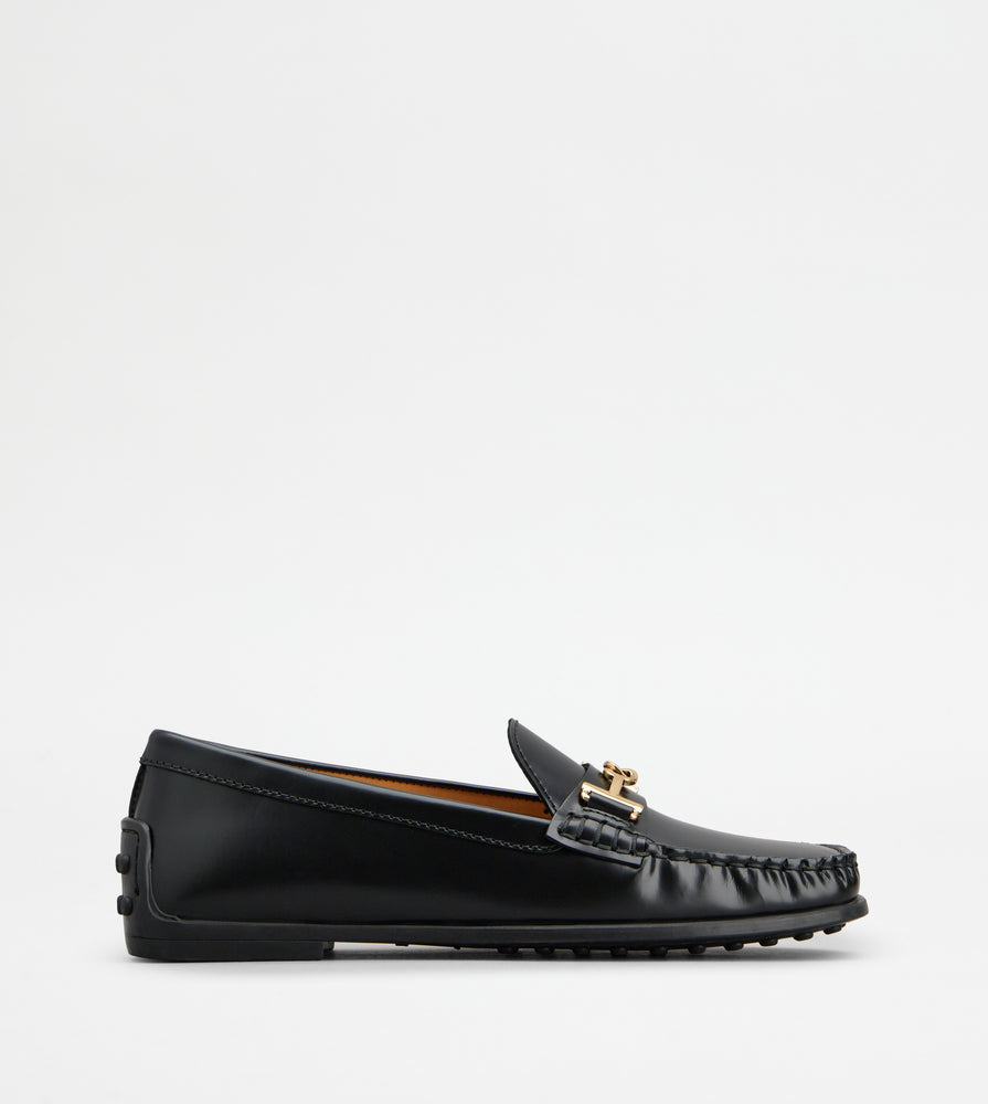 Tods City Gommino Driving Shoes In Leather Black Womens