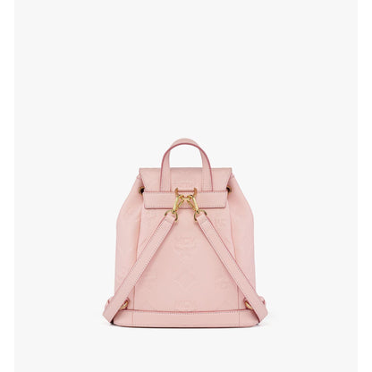 MCM Small Aren Drawstring Backpack in Maxi Monogram Leather