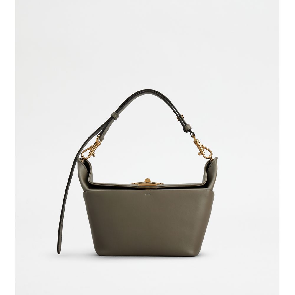 Tods T-Box Bag In Leather Mini Grey