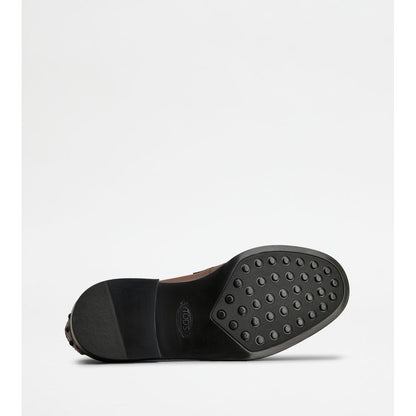 Tods Loafers In Leather With Fringes Brown Womens