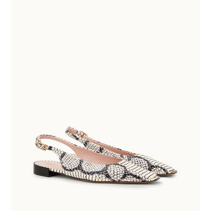 Tods Slingback In Reptile White Womens