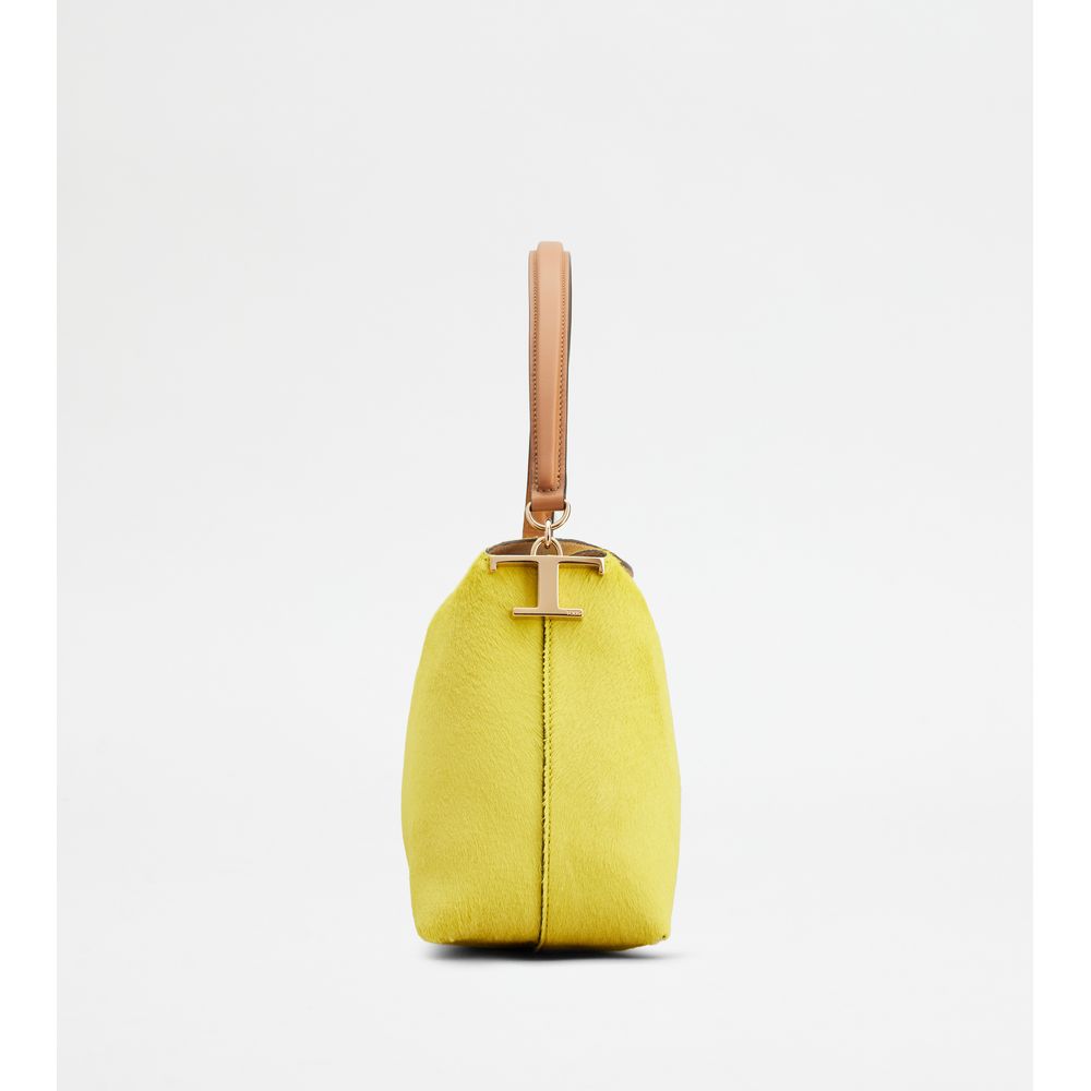 Tods T Case Shoulder Bag In Pony Effect Leather Small Yellow