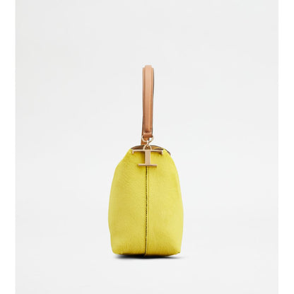 Tods T Case Shoulder Bag In Pony Effect Leather Small Yellow