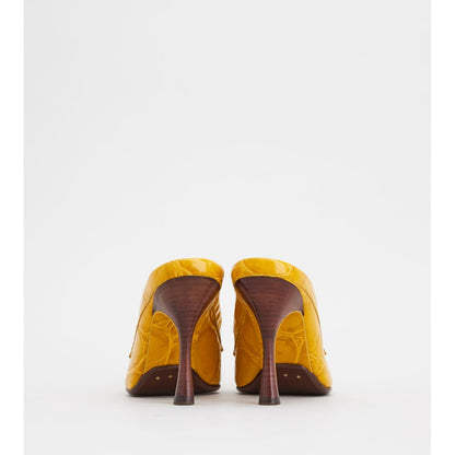 Tods Spiga Mules In Leather Yellow Womens