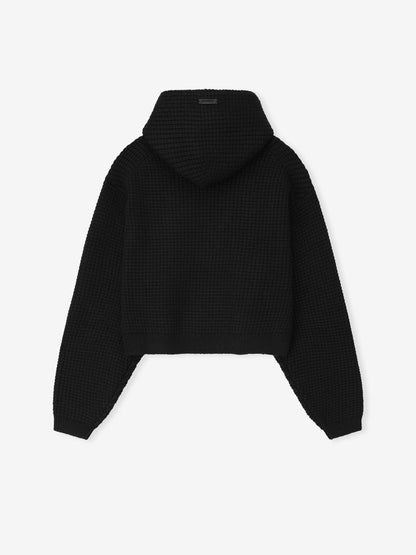 Essentials Womens Heavy Waffle 90S Hoodie Vintage Black