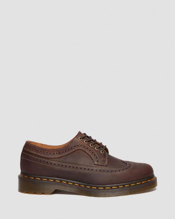 Dr. Martens Crazy Horse Leather Brogue Shoes Dark Brown - Womens