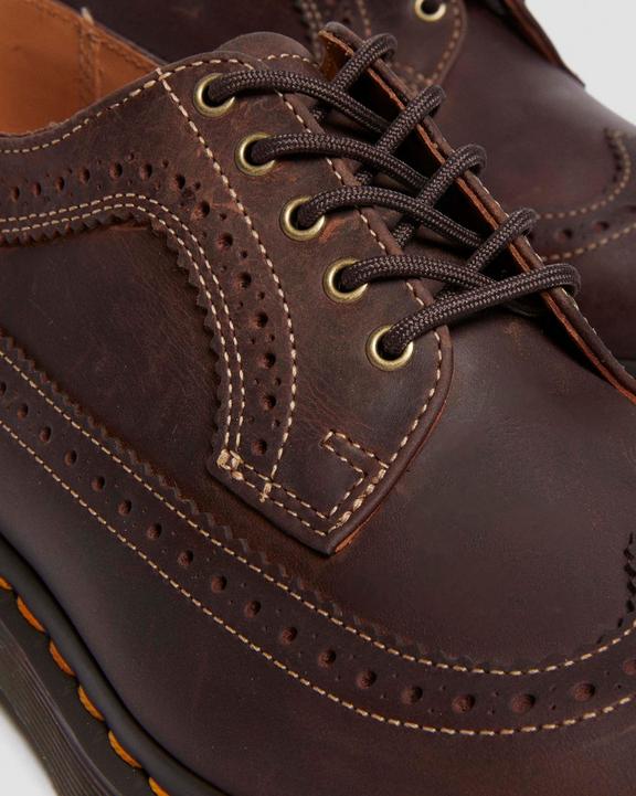 Dr. Martens Crazy Horse Leather Brogue Shoes Dark Brown - Mens