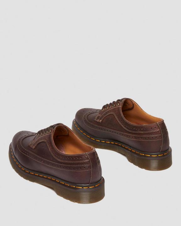 Dr. Martens Crazy Horse Leather Brogue Shoes Dark Brown - Womens