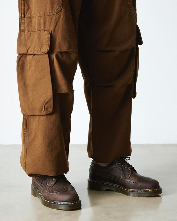 Dr. Martens Crazy Horse Leather Brogue Shoes Dark Brown - Mens