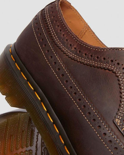 Dr. Martens Crazy Horse Leather Brogue Shoes Dark Brown - Mens
