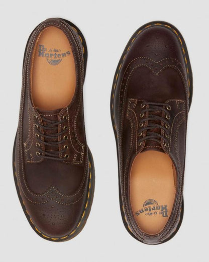 Dr. Martens Crazy Horse Leather Brogue Shoes Dark Brown - Mens