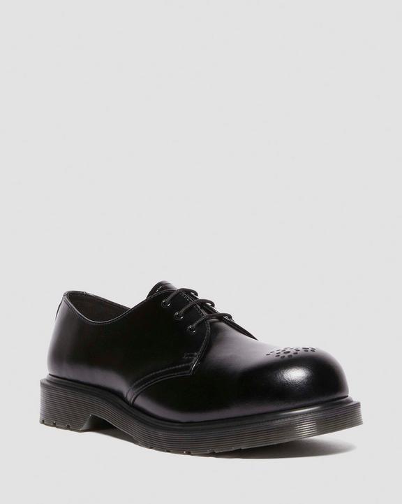 Dr. Martens Analine Leather Steel Toe Shoes Black Analine - Womens
