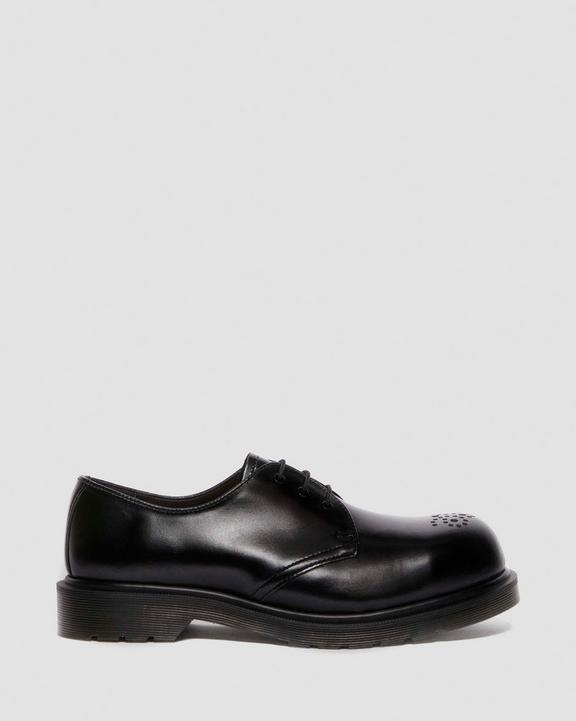 Dr. Martens Analine Leather Steel Toe Shoes Black Analine - Womens