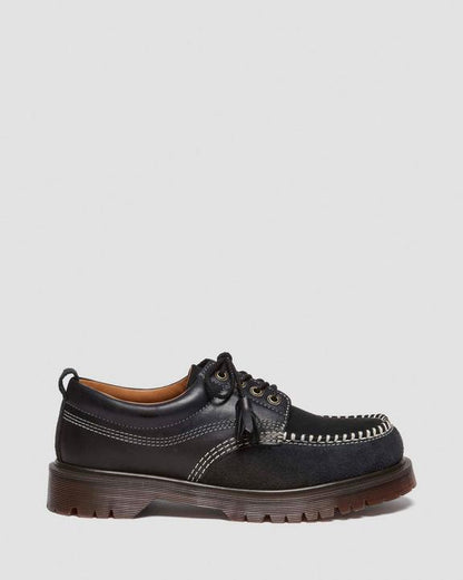 Dr Martens Lowell Mixed Material Moc Toe Shoes - Black