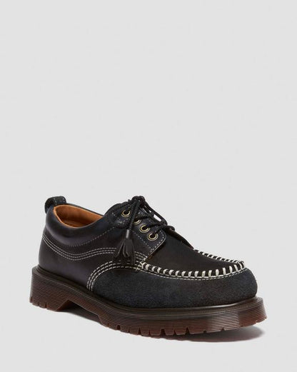 Dr Martens Lowell Mixed Material Moc Toe Shoes - Black
