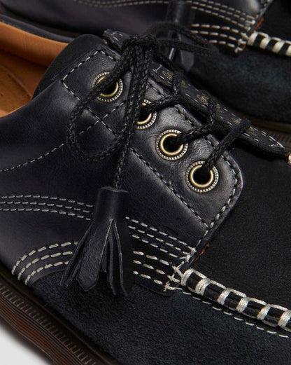 Dr Martens Lowell Mixed Material Moc Toe Shoes - Black