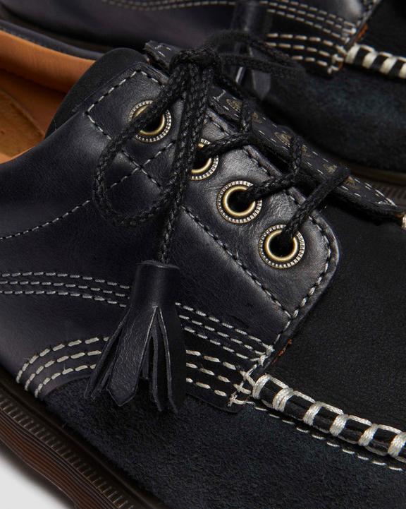 Dr Martens Lowell Mixed Material Moc Toe Shoes - Black