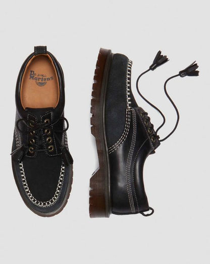 Dr Martens Lowell Mixed Material Moc Toe Shoes - Black