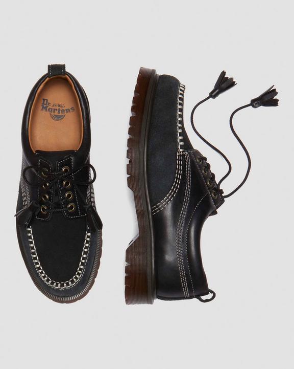 Dr Martens Lowell Mixed Material Moc Toe Shoes - Black