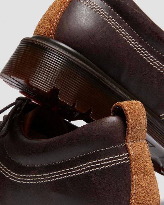 Dr Martens Lowell Mixed Material Moc Toe Shoes - Brown+Light Tan