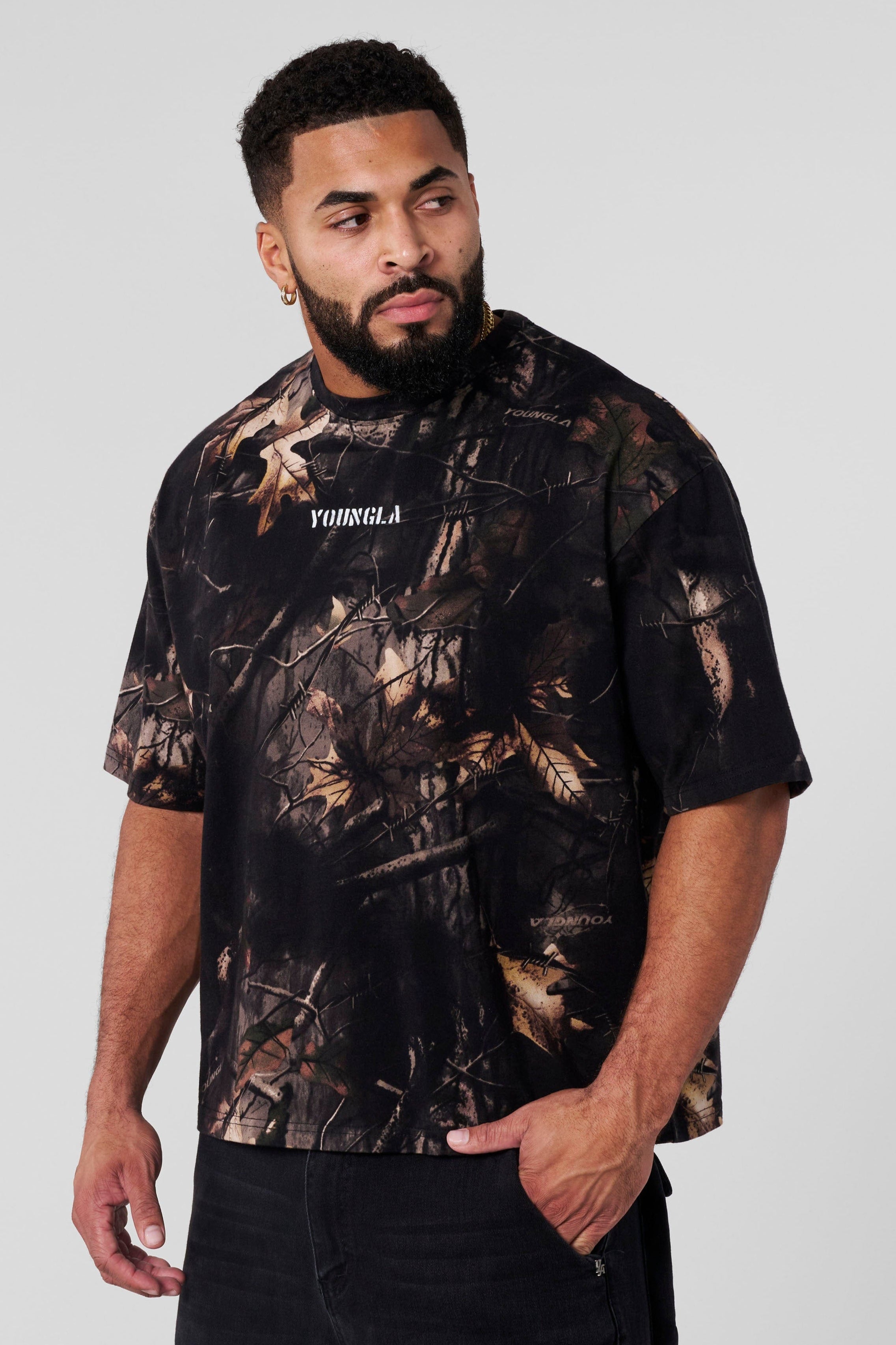 YoungLA 4084 - Tree Camo Collection - Tees Black Tree Camo