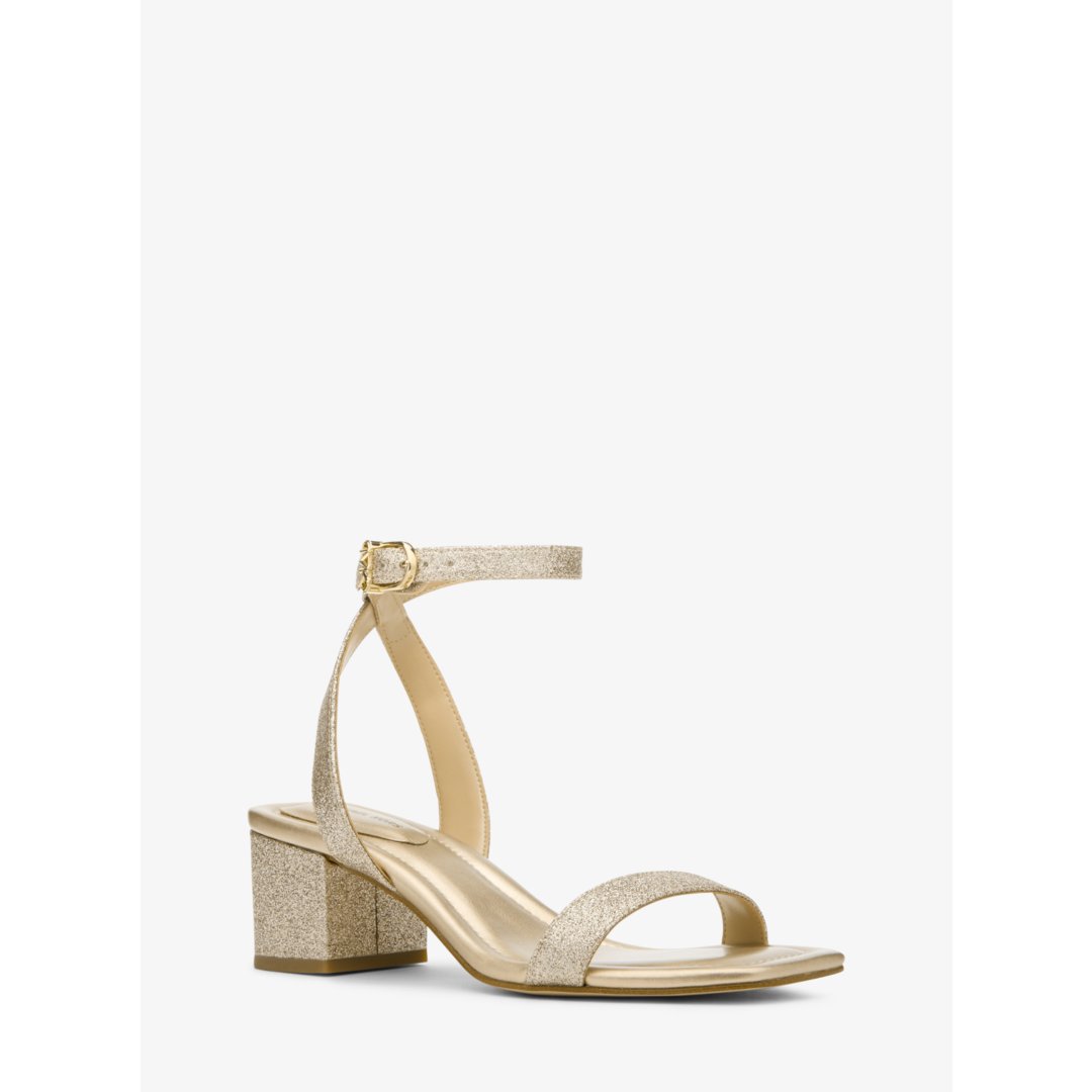 Michael Kors Merriam Glitter-Embellished Leather Sandal