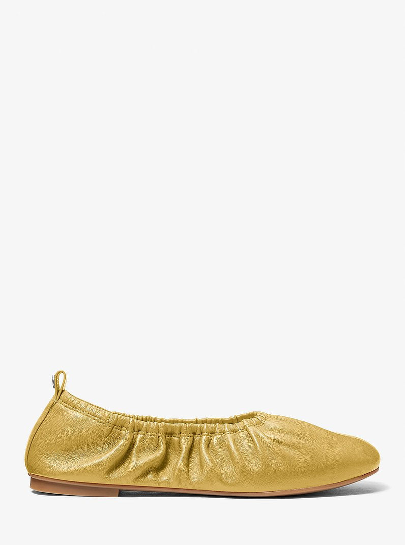 Michael Kors Bri Ruched Leather Ballet Flat CHARTREUSE