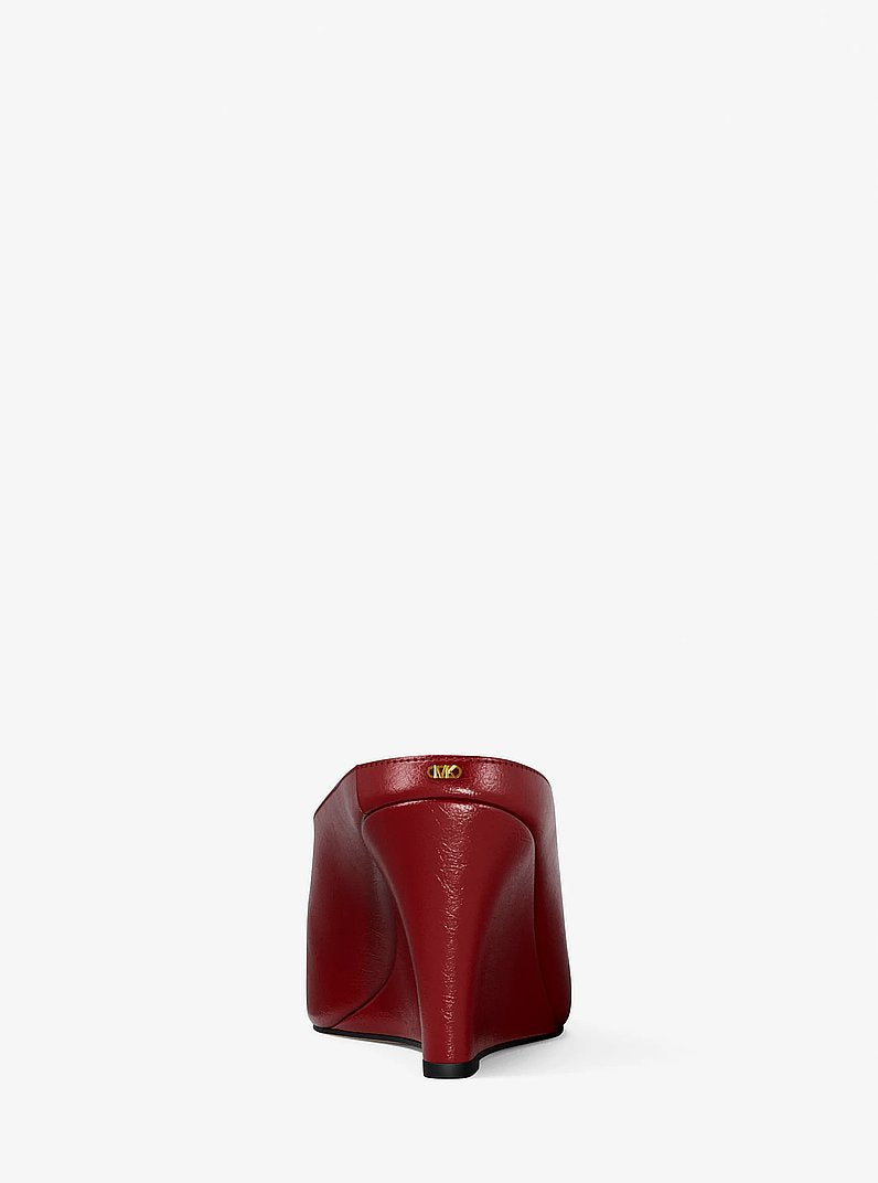 Michael Kors Xandra Leather Wedge Mule DEEP RED
